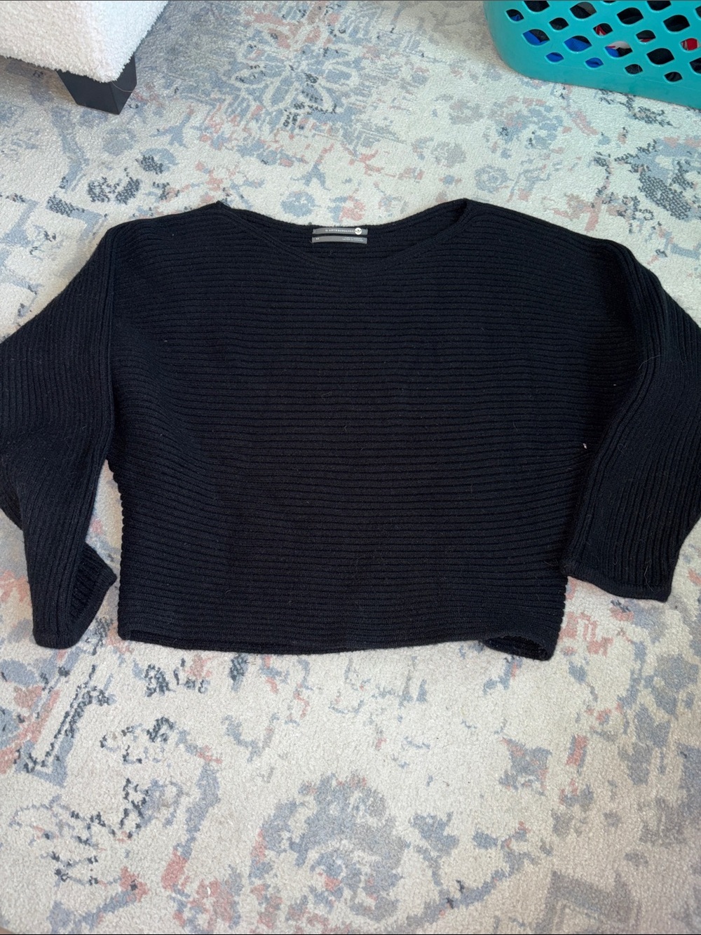 Anthropologie sweater Black Ribbed Knit Women's Sweater xs